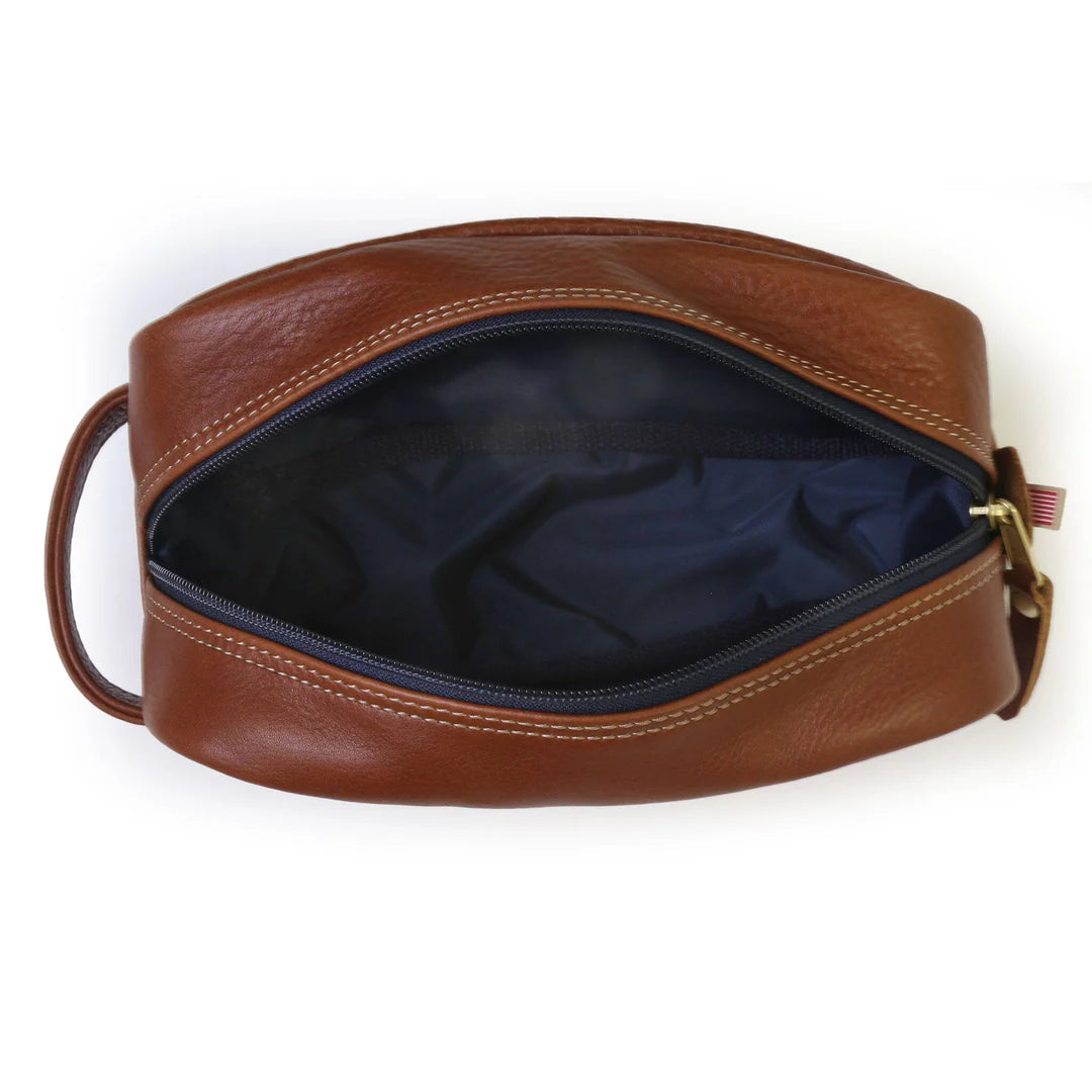 Leather Dopp Kit- Chestnut