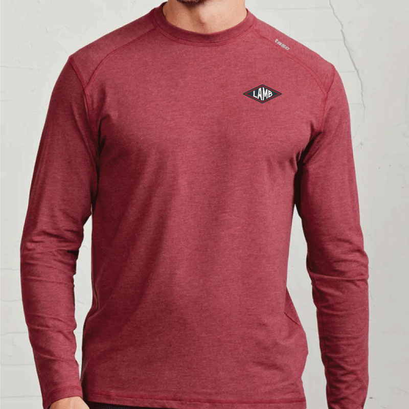 Tasc Carrollton Long Sleeve Fitness T-Shirt - Brick Heather
