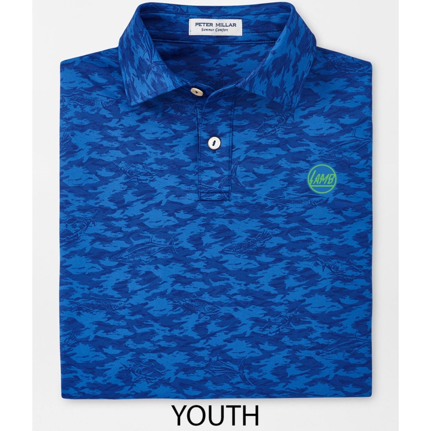 Youth Peter Millar Fish Camo Youth Performance Jersey Polo - Lamb Crafted