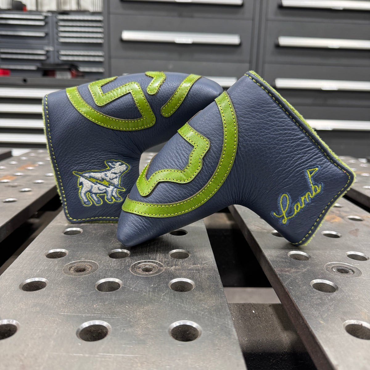 Circle Texas Putter Cover- Navy/Lime Green