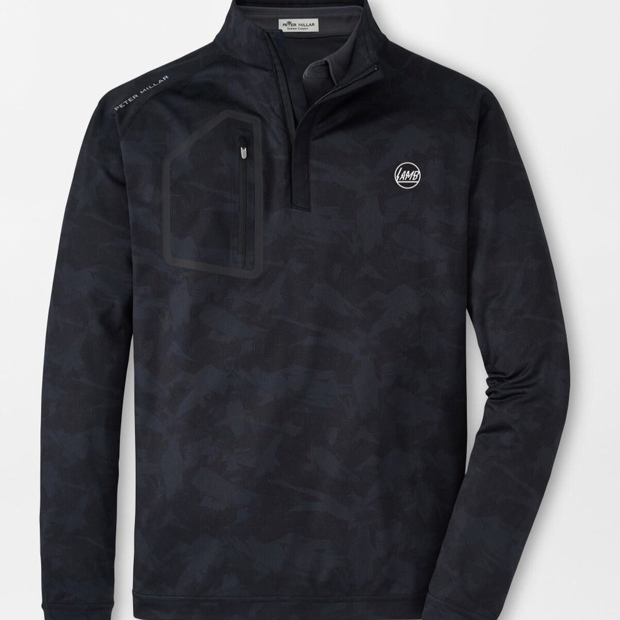 Peter Millar Forge Brushstroke Camo Performance Quarter-Zip - Black