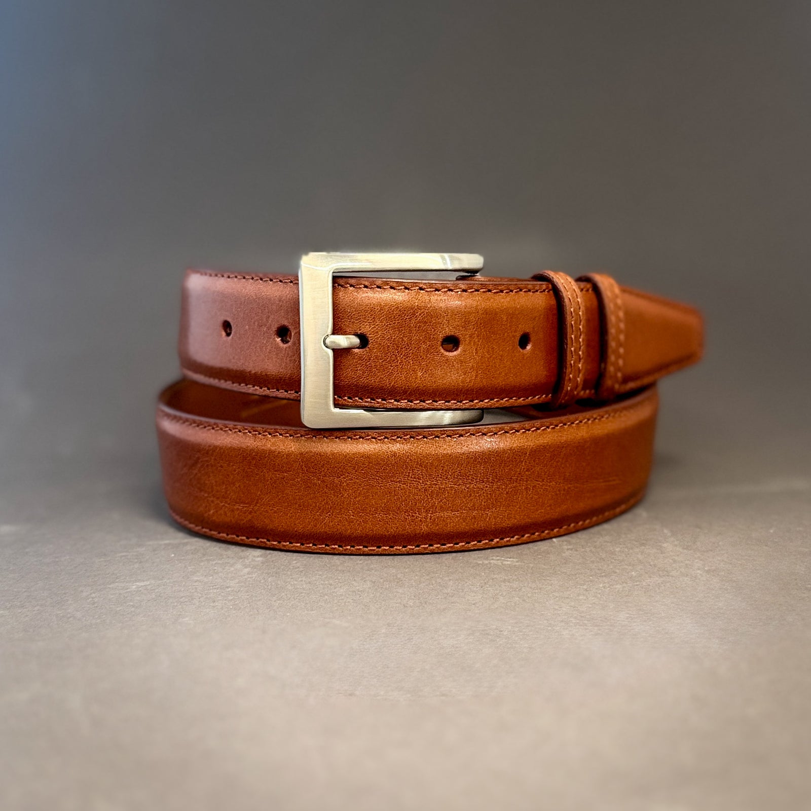 Italian Calfskin Leather Belt - Cognac