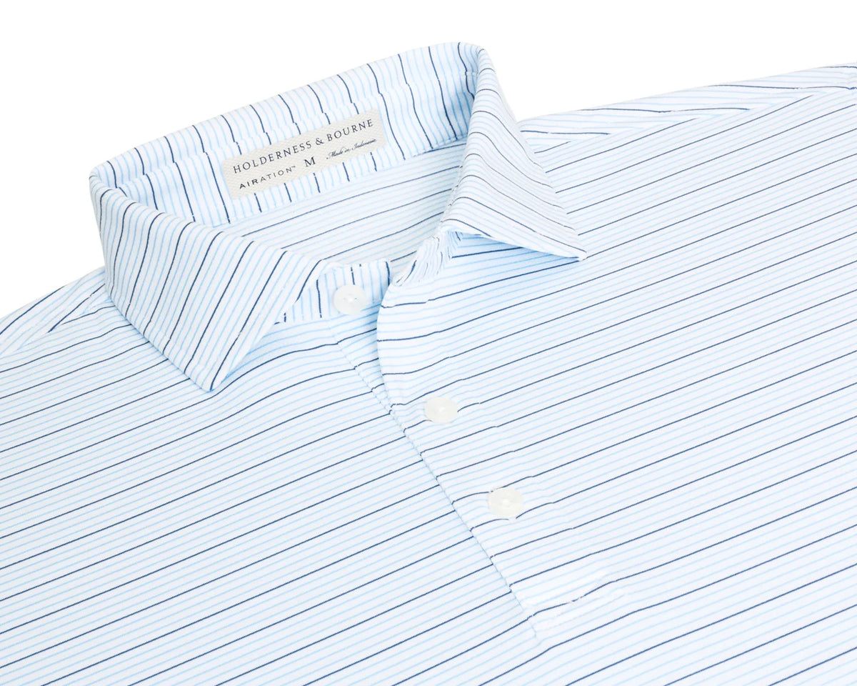 Holderness &amp; Bourne Stanley Polo - White/Vista Blue