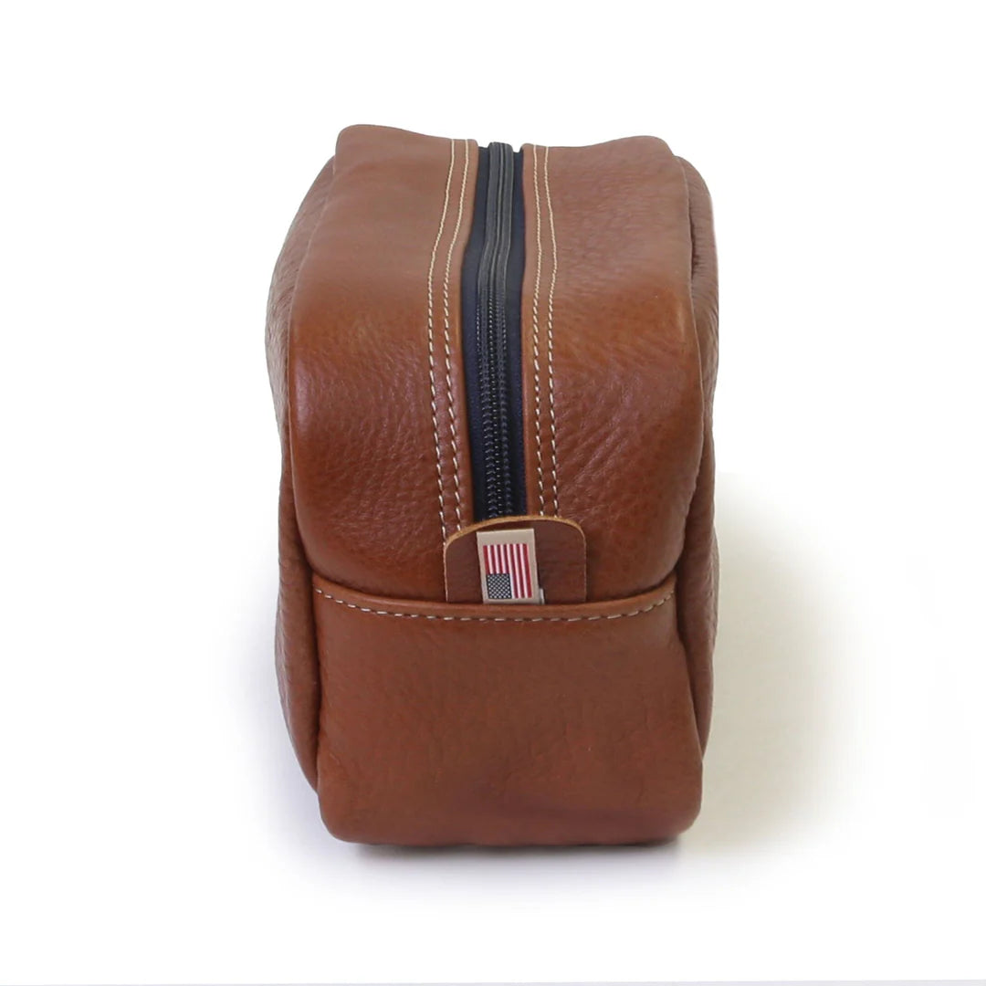 Leather Dopp Kit- Chestnut
