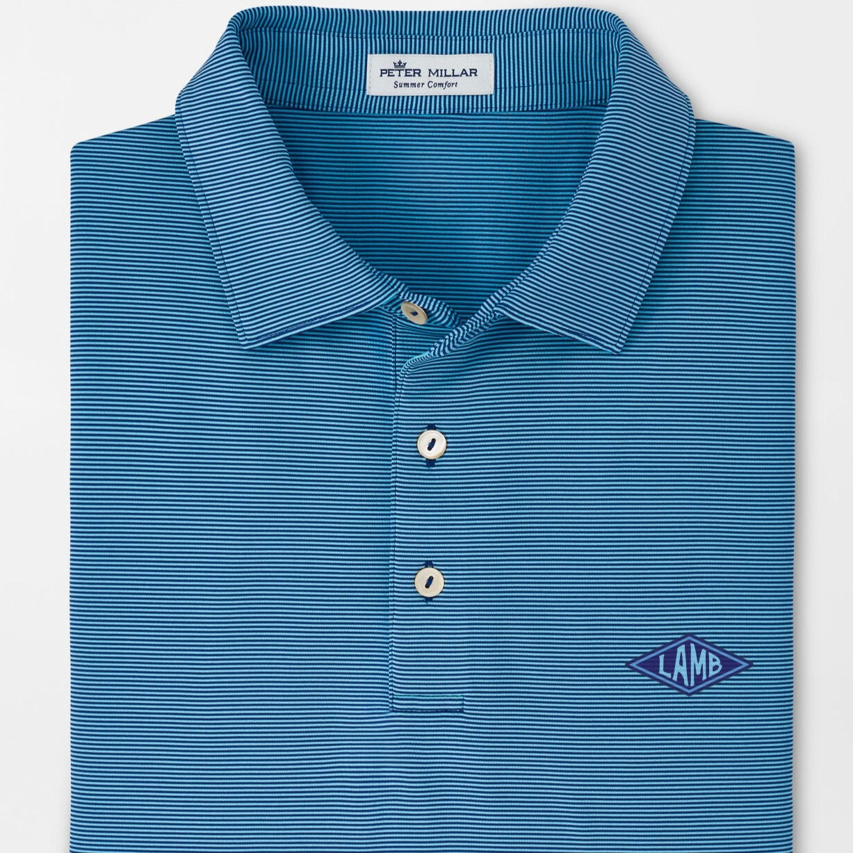 Peter Millar Jubilee Stripe Performance Polo- Sport Navy