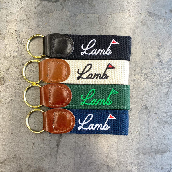 Needlepoint Keychain/Bag Tag Lamb Crafted